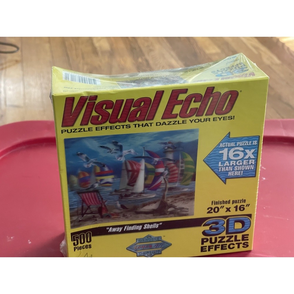 NEW! Sealed 3D PUZZLE 500 PCS‎ Visual Echo Away Finding Shells Beach Boats 2005
